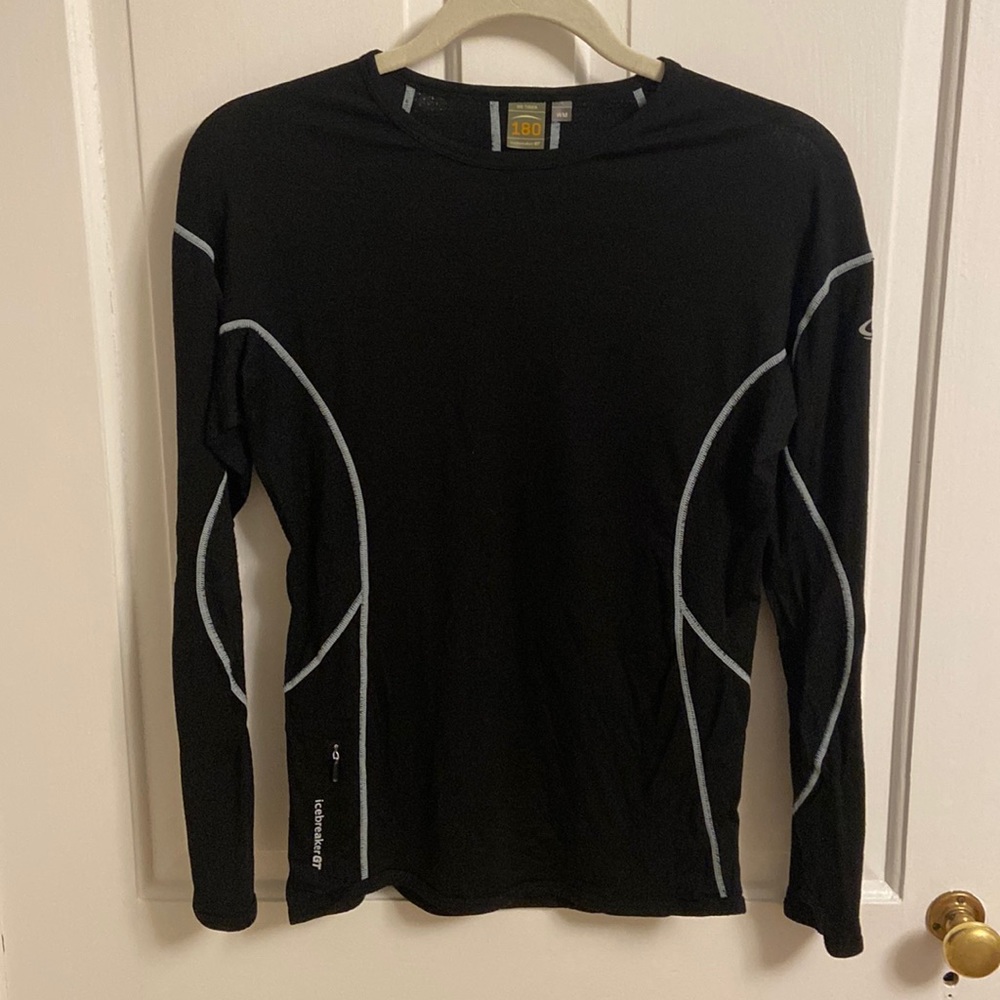 Icebreaker GT 180 merino wool crewneck top size M in black
